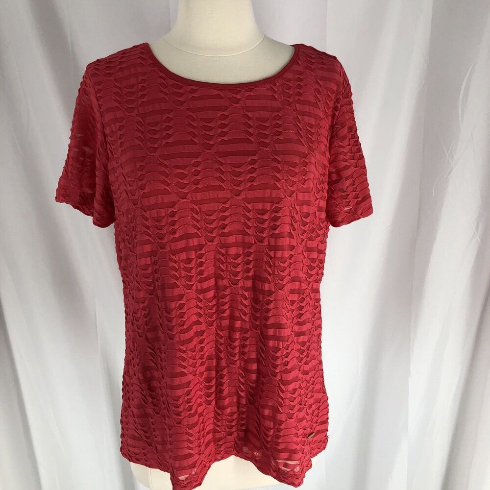 Calvin Klein Women's Textured Shirt Red Large